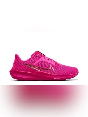 Nike Air Zoom Pegasus 40 Fierce Pink Running Shoes Women’s Size 8.5 Gold Swoosh